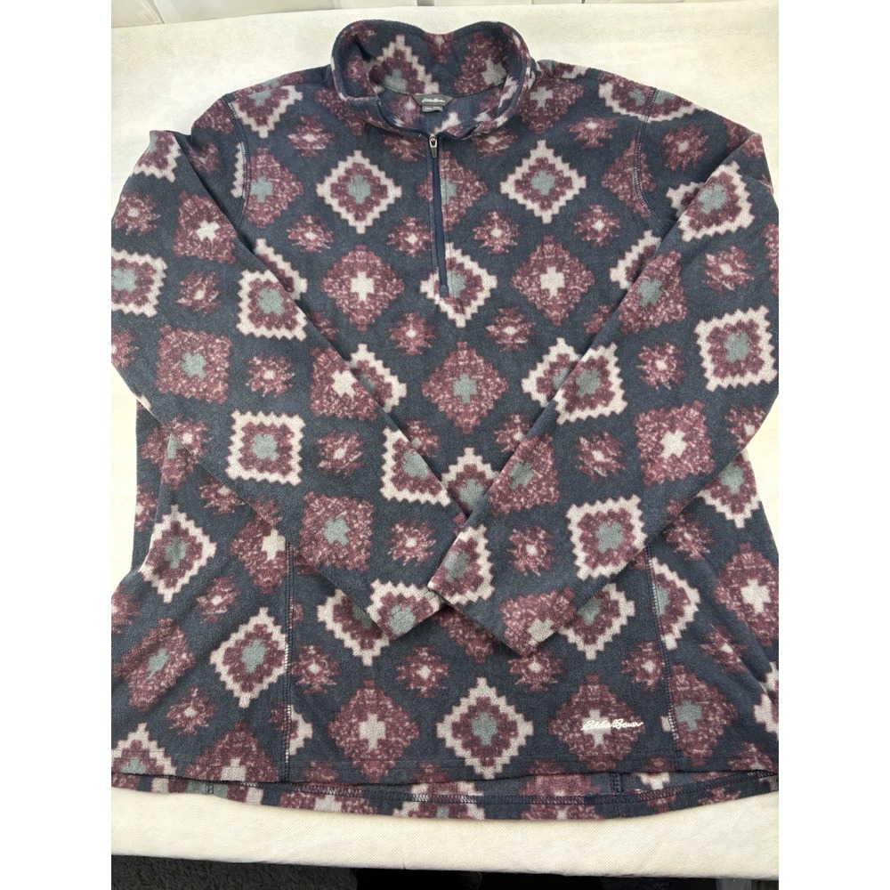 Eddie Bauer Women's Quest Fleece 1/4-Zip Pullover Aztec Southwest‎ Design Sz 2XL